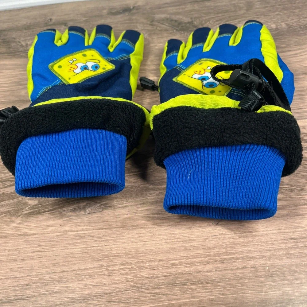 VTG 2005 Nickelodeon SpongeBob SquarePants Thinsulate Winter Gloves Boys Blue L